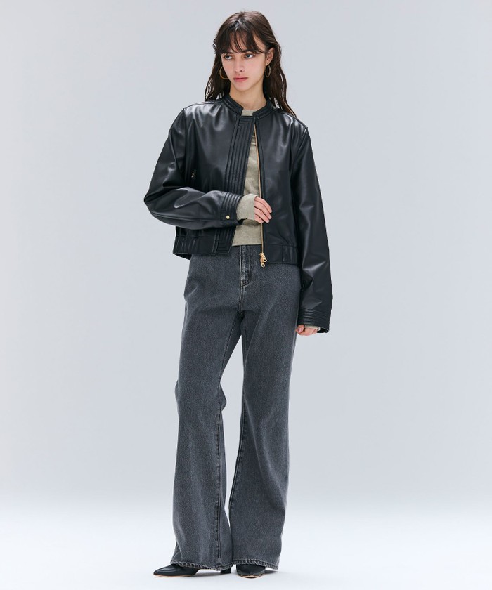 Elizabeth day レザーブルゾン セール】AW 2WAY レトロライク 3Dポケット シンセティックレザー