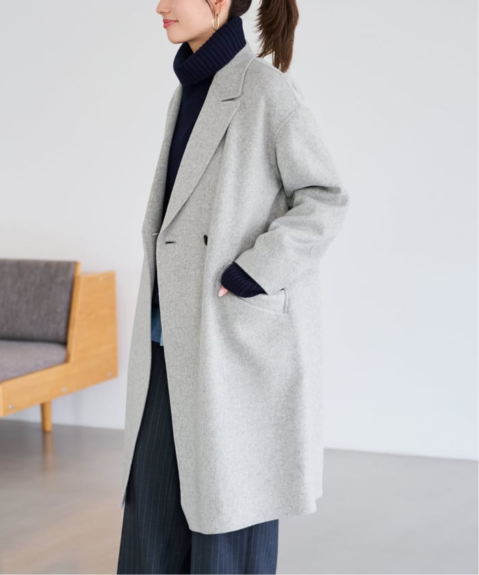 FRAMEWORK グレー ダブルブレスト ロングコート FRAMEWORK グレー ダブルブレスト ロングコート