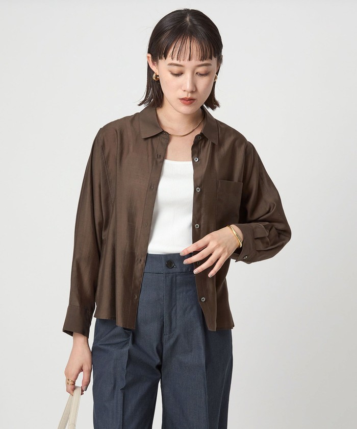 ナイロンdrow fitシャツ　ダークグリーン　Ｌ　新品 エアリーシアー ロングスリーブ シャツ(508464678) | グリーン