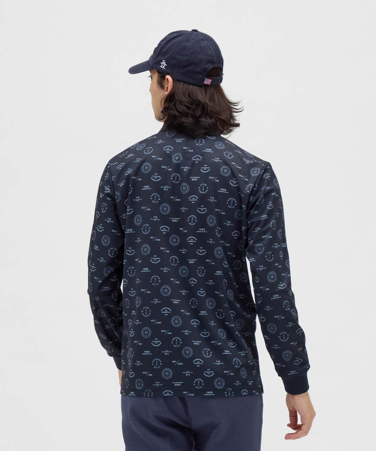 マンシングウェア 長袖シャツ ブラック LL クーポン】マンシングウェア Munsingwear ロゴ総柄プリント長袖