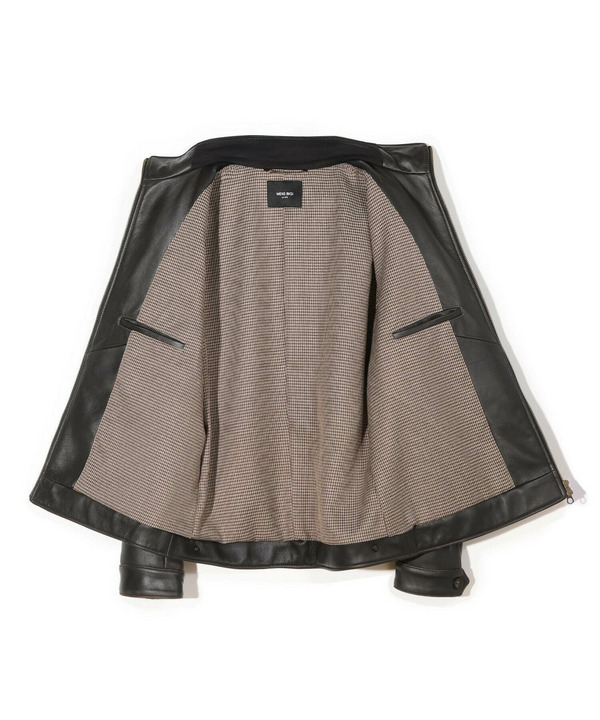 送料無料！ ビンテージ加工 シングルライダース ジャケット Size 38 スタンドカラーシングルライダース シープレザージャケット