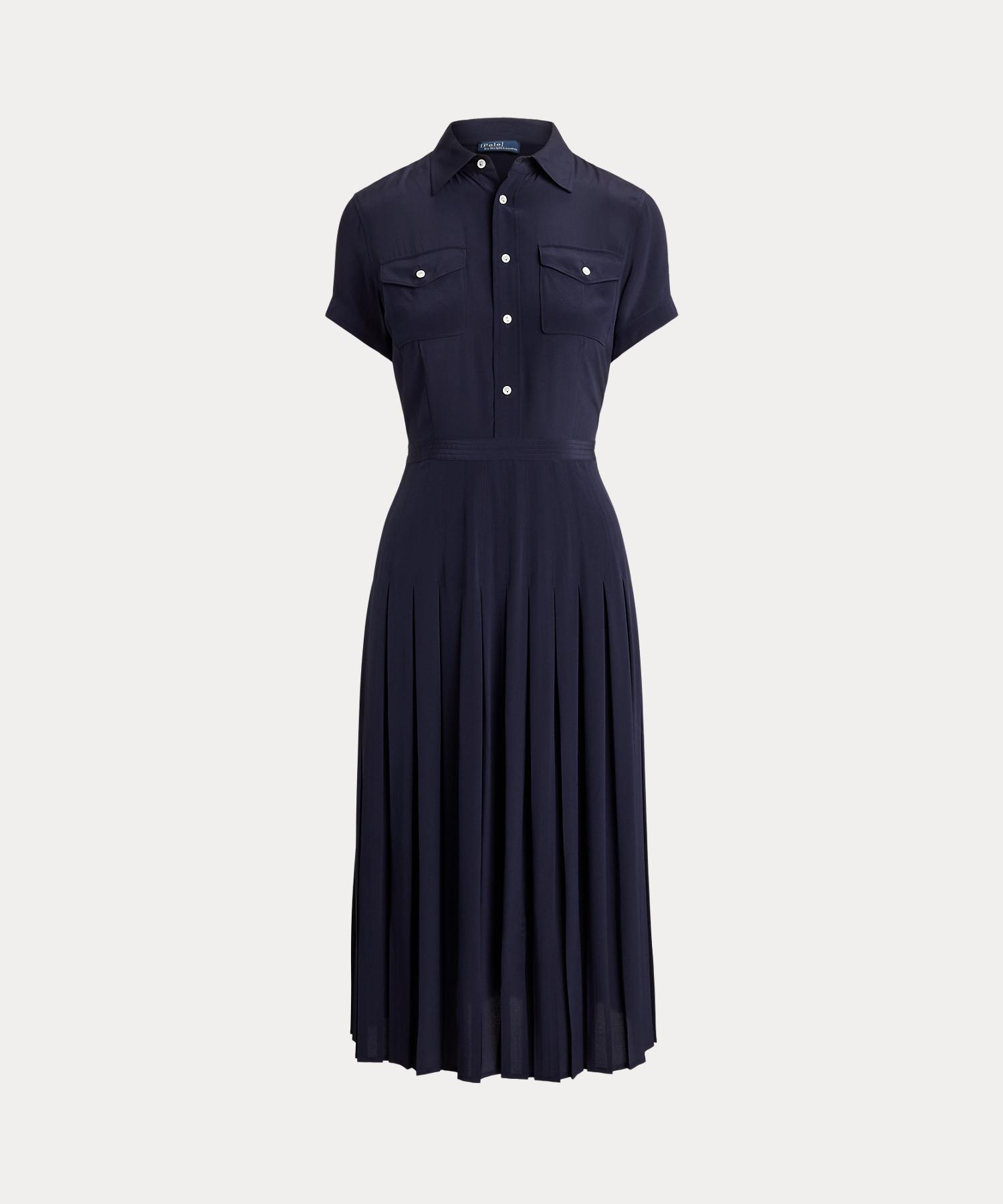 シルク クレープ プリーテッド シャツドレス(508450412) | POLO
