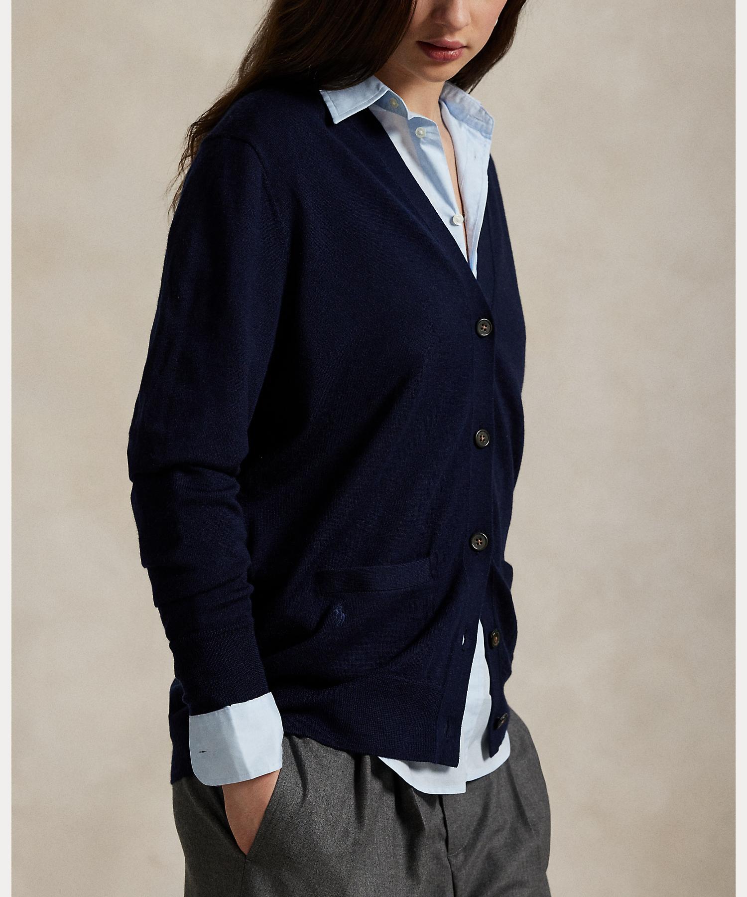 Polo Ralph Lauren 　ラルフローレン　現行　ウールカーディガン ウール Vネック ロング カーディガン(508450444) | POLO RALPH