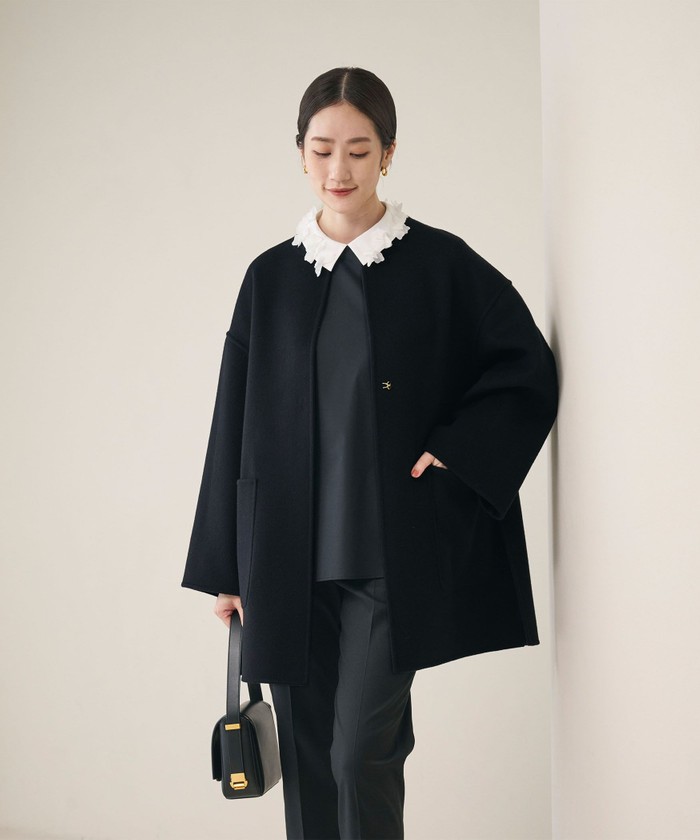 UNITEDARROWS ユナイテッドアローズ バイカラーリバーミドルコート36 UNITED ARROWS ユナイテッド アローズ スタンドカラー ミドル