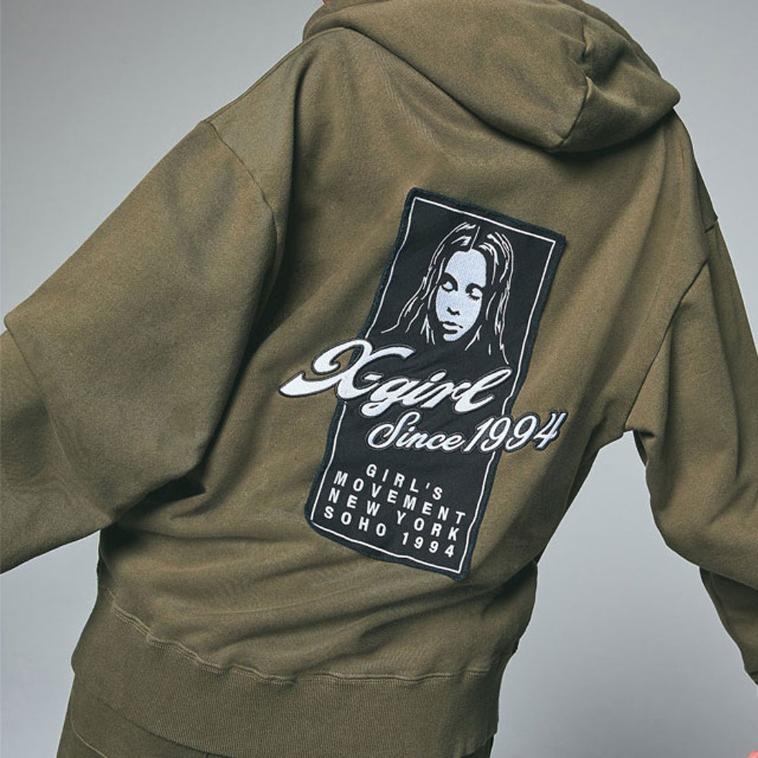 エックスガール X－girl FACE BOX PATCH ZIP UP SWEAT HOODIE