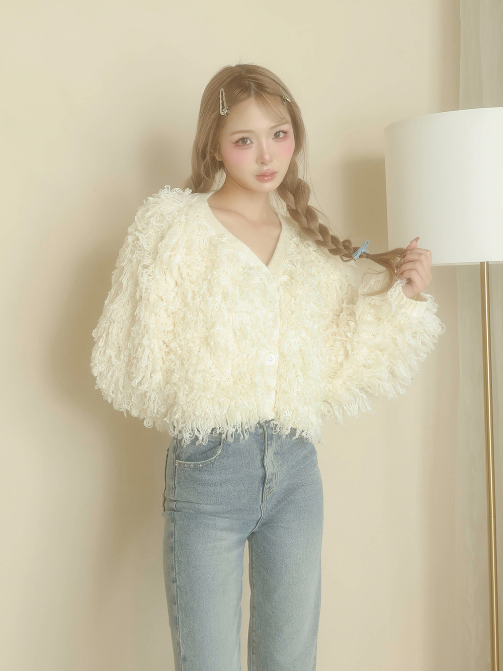 Darich - 新品タグ付 ダーリッチ カラーループニットカーディガン アイボリー ダーリッチ Darich カラーループニットカーディガン （ピンク