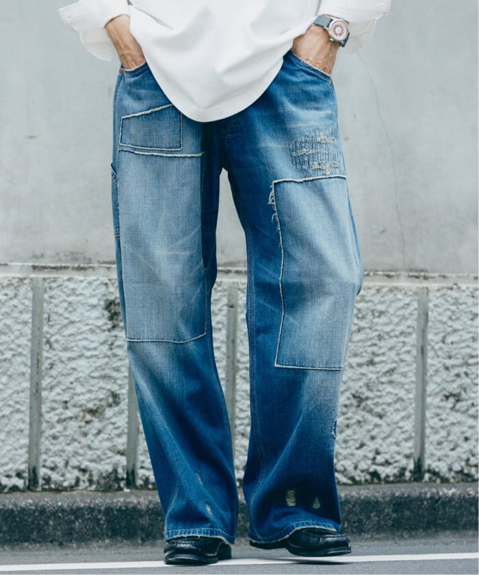 relume リメイク　ペイント　スリット　デニム relume×Levi's リメイクペイントスリットデニム