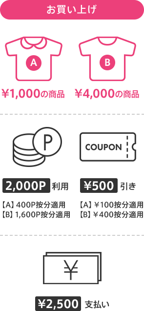 お買い上げ時に2,000ポイント利用、3,000円お支払い