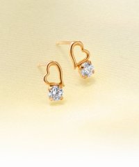 Canal ４℃/カナルヨンドシー Canal4℃ アシンメトリーハート ジルコニアYGピアス/000820757