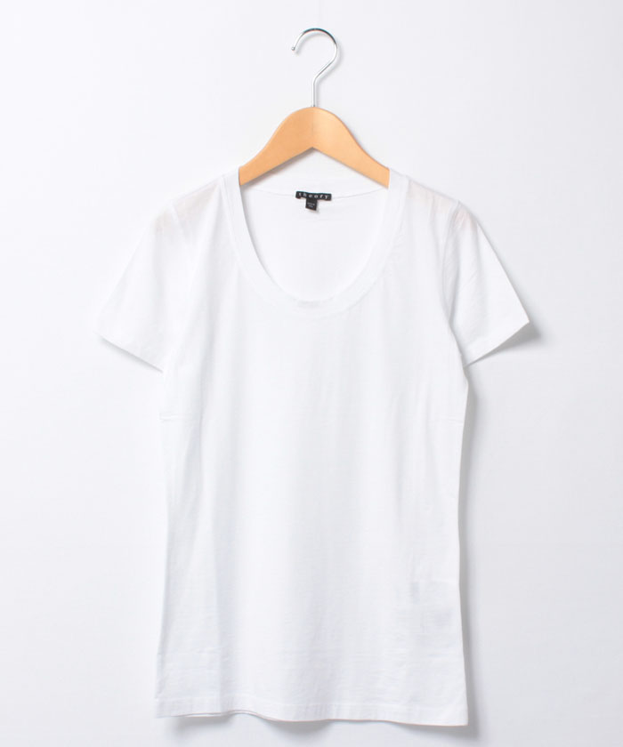 セオリー 半袖Ｔシャツ トップス Uネック コットンストレッチ レディース Sサイズ ホワイト theory Theory - セオリー 半袖Tシャツ トップス Uネック コットン