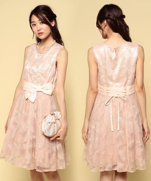 結婚式 お呼ばれ対応 フェザー刺繍フィット フレアワンピース フォルムフォルマ Form Forma D Fashion