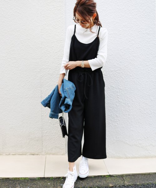 サロペット レディース ワイドパンツ オールインワン ボトムス ウエストゴム(002008242) アンドミー(and Me...) d fashion ボトムス サロペットパンツ オールインワン ワイドパンツ
