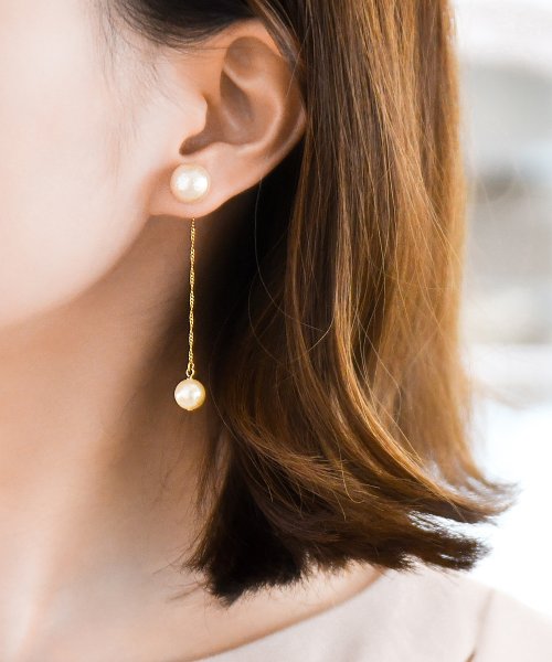 コットンパールチェーンバックキャッチマグネットピアス フィービィー Phoebe D Fashion