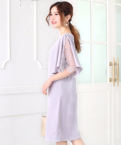 セール 結婚式 お呼ばれ対応 ボリュームスリーブ レース パールネックレス付きワンピースドレス ブージュルード Bou Jeloud D Fashion