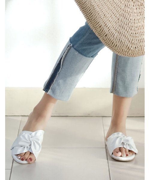 エナメルリボンフラットサンダル リエディ Re Edit D Fashion エナメルリボンフラットサンダル リエディ Re Edit D Fashion