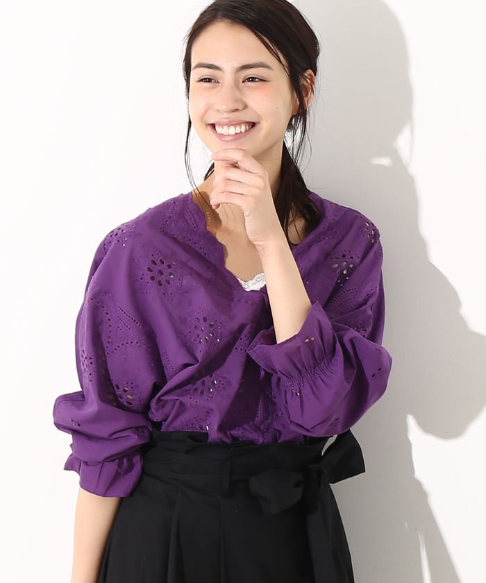セール 70%OFF】【WEB限定カラー】パンチングレースボリューム袖 セール 70%OFF】【WEB限定カラー】パンチングレースボリューム袖