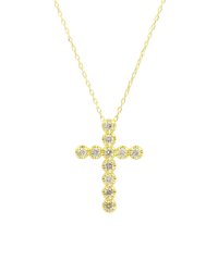 JEWELRY SELECTION/K18YG　天然ダイヤモンド　11石　0.2ct　クロスネックレス/500577036