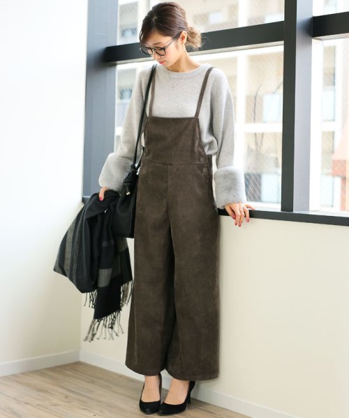 コーデュロイ サロペット レディース ワイドパンツ オールインワン ワンピース アンドミー And Me D Fashion