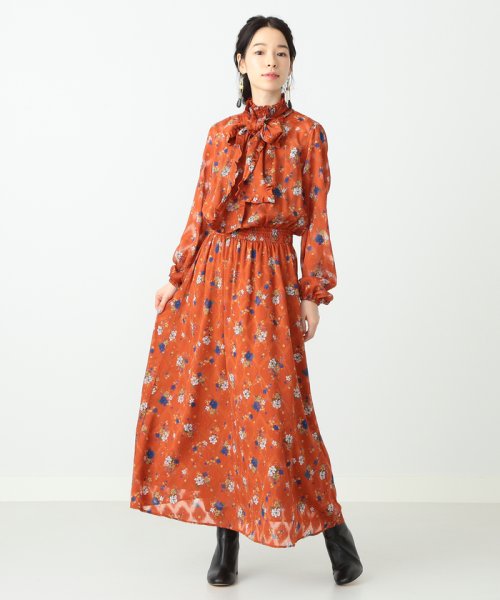 セール Ray Beams フラワープリント リボンマキシ ワンピース ビームス アウトレット Beams Outlet D Fashion