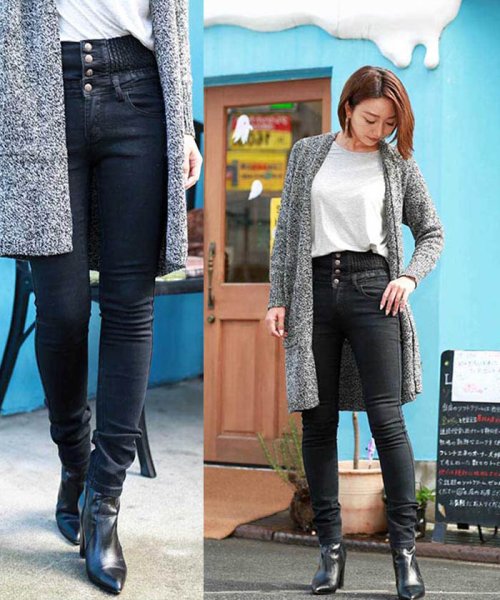 ハイウエスト スキニー デニムパンツ レディース 大きいサイズ ジーンズ 500762534 ミニミニストア Miniministore D Fashion