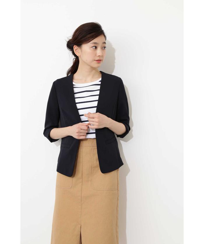 【美品✨】ナチュラルビューティーベーシック　ポリエステルドビーセットアップ andGIRL/美人百花 5月号掲載】〈ウォッシャブル〉ポリエステル