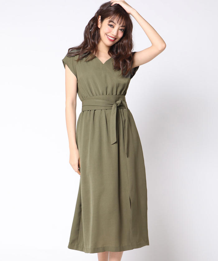 VICKY 麻調ベルト付ロングジャケット サイズ2 VICKY 麻調ベルト付ロングジャケット サイズ2
