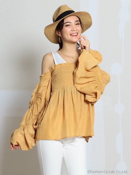 セール シャーリングオープンショルダーブラウス ロイヤルパーティー Royal Party D Fashion