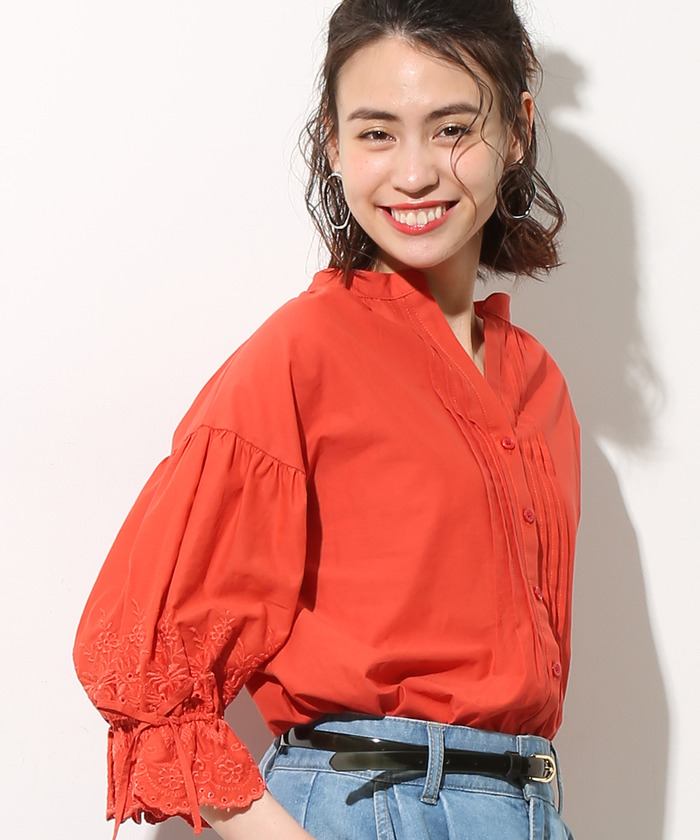 綿ローンスカラップ刺繍ブラウス セール 70%OFF】綿ローンスカラップ刺繍ブラウス(500879856
