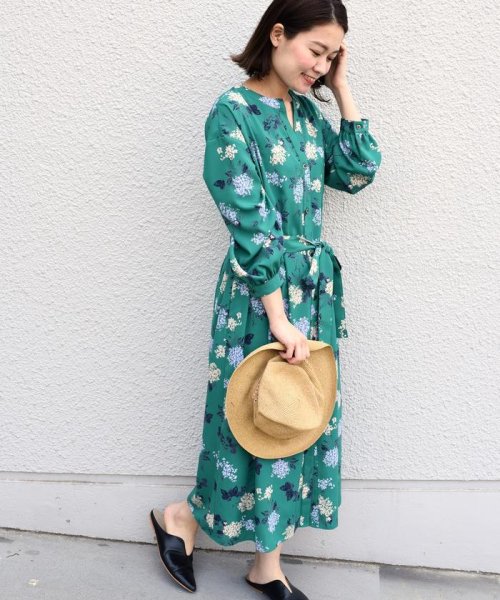 セール 手洗い可能 あじさいプリント羽織りワンピース シップス ウィメン Ships Women D Fashion