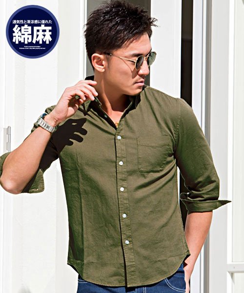 セール Vicci 綿麻7分袖シャツ メンズ ブランド 大人 ファッション 7分袖 七分袖 綿麻 麻シャツ トップス カジュアル 薄手 夏 春 無地 ストライプ柄 白 ビッチ Vicci D Fashion