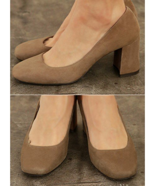 Made In Japan 7cmスクエアトゥチャンキーヒールパンプス スエード スタイルデリ Style Deli D Fashion