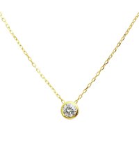 JEWELRY SELECTION/百貨店売れ筋!高級K10ゴールド天然ダイヤモンド0.1ctフクリン一粒ペンダント【K10YGイエローゴールド】/500965348