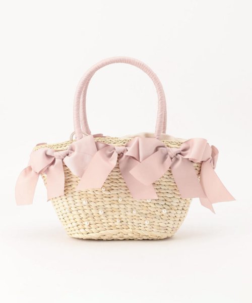 セール 美人百花4月号掲載 リボン パールかごバッグ ミッシュ