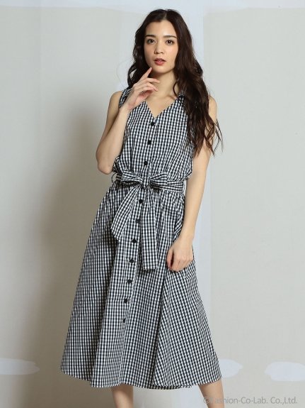 ウエストリボンノースリーブシャツワンピース ロイヤルパーティー Royal Party D Fashion