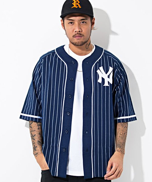 Majestic マジェスティック Ny ピンストライプベースボール半袖シャツ マジェスティック Majestic D Fashion Majestic マジェスティック Ny ピンストライプベースボール半袖シャツ マジェスティック Majestic D Fashion