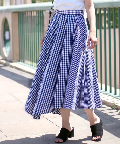 セール 40 Off 人気のトレンドチェック柄 ギンガムチェックフレア切替スカート 501008238 ブージュルード Bou Jeloud D Fashion