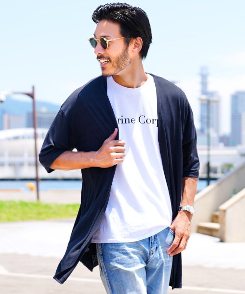 セール 麻混 ロングカーディガン カーディガン メンズ カーデ カーデガン 長袖 トップス ロング丈 麻 リネン ジギーズショップ Jiggys Shop D Fashion