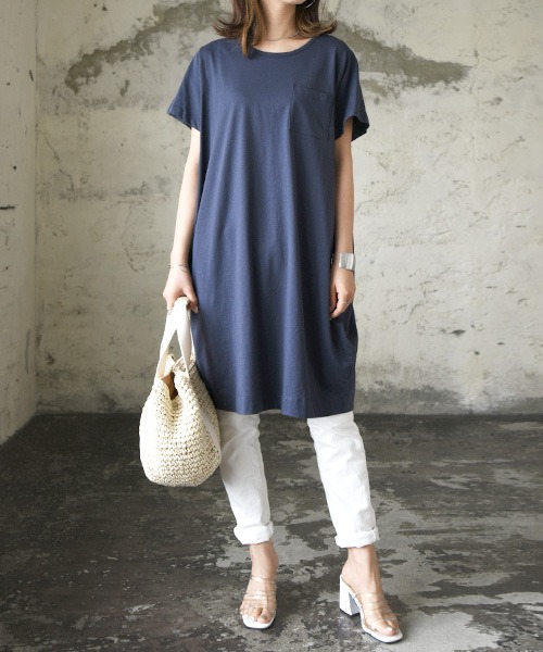 and it_】ポケット付大人シンプルコクーンワンピース【M】(夏服