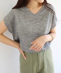 and　Me.../アンドミー andme フレンチスリーブ半袖VネックニットソーTシャツ/501031244