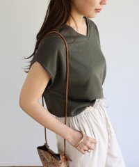 and　Me.../アンドミー andme フレンチスリーブ半袖VネックニットソーTシャツ/501031244