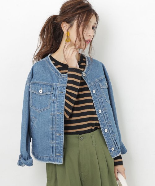 セール Web限定 ノーカラービッグシルエットデニムジャケット