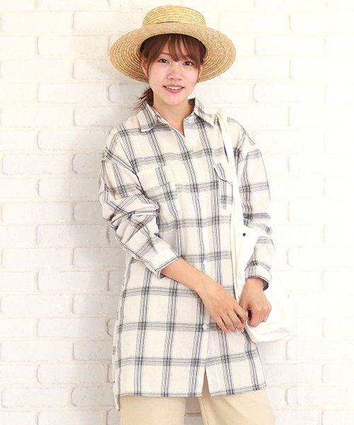 セール チェック長袖ゆったりシャツ チェックシャツ レディース 春 30代 40代 Vl 5115 S S アミュレット Amulet D Fashion