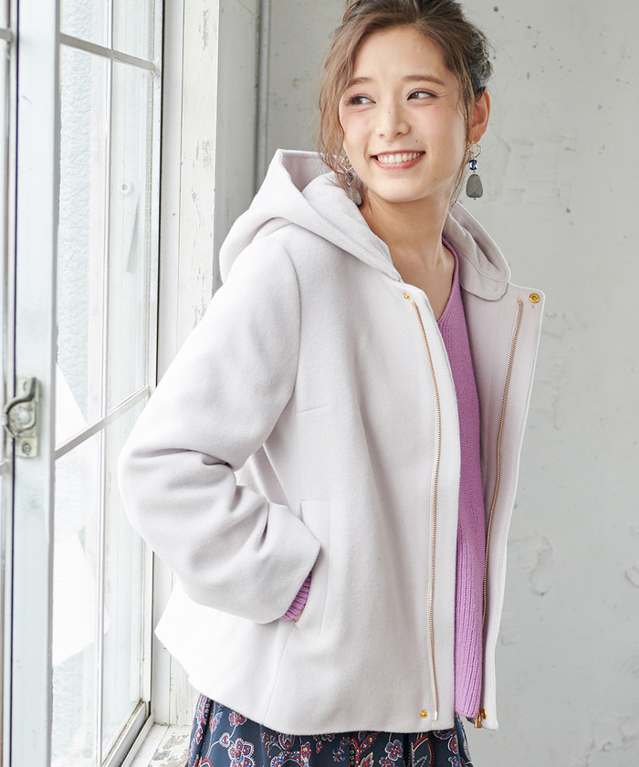セール 50%OFF】【2WAY】【PICCHI】フードショートコート セール 50%OFF】【2WAY】【PICCHI】フードショートコート