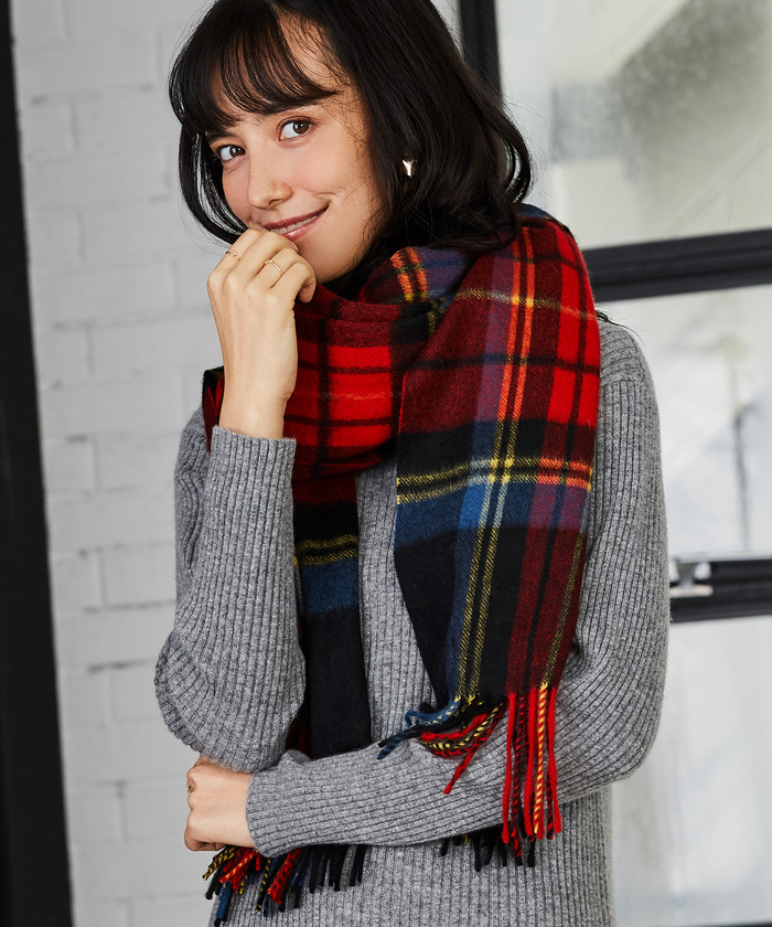 セール 50%OFF】D カシミヤチェック ストール(501198887 セール 50%OFF】D カシミヤチェック ストール(501198887
