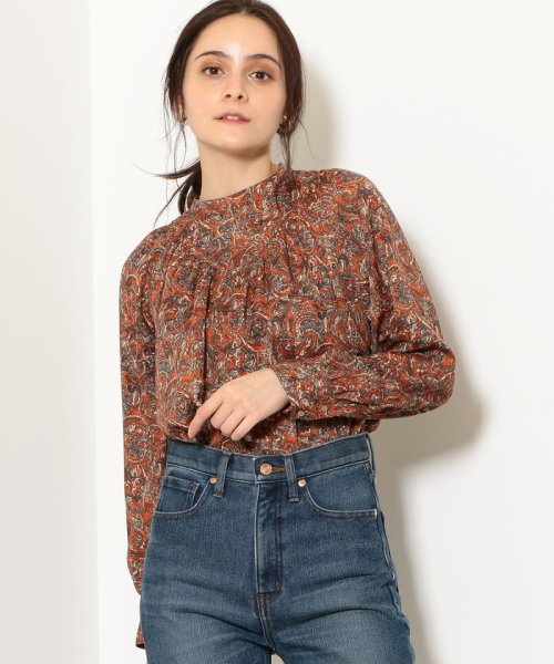 セール Nfc ペイズリー Vヨーク ギャザー ブラウス グリーンレーベルリラクシング Green Label Relaxing D Fashion