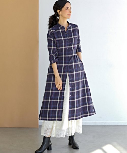 Nfc チェック ロング シャツワンピース グリーンレーベルリラクシング Green Label Relaxing D Fashion