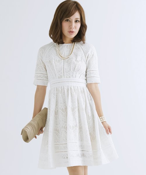 結婚式 パーティー クラシカル 総レース ミディアムワンピース プールヴー Pourvous D Fashion 結婚式 パーティー クラシカル 総レース ミディアムワンピース プールヴー Pourvous D Fashion