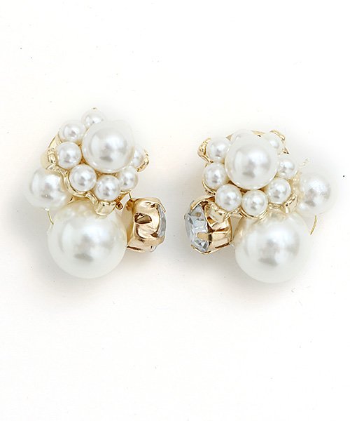 結婚式 パーティー パールビジューパーティーイヤリングピアス プールヴー Pourvous D Fashion
