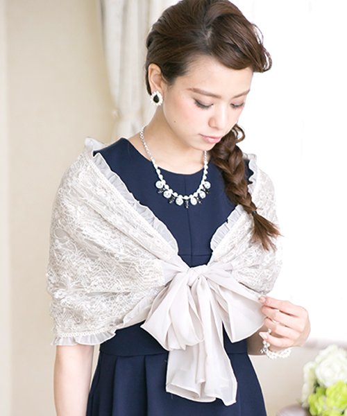 結婚式 パーティー 羽織り チュールレースリボンショール ストール プールヴー Pourvous D Fashion