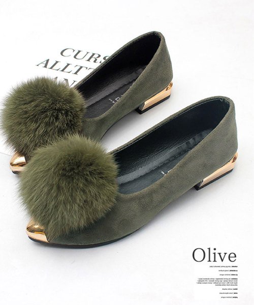 セール ファーパンプス レディース ローヒール ぺたんこ靴 美脚 履きやすい ミニミニストア Miniministore D Fashion